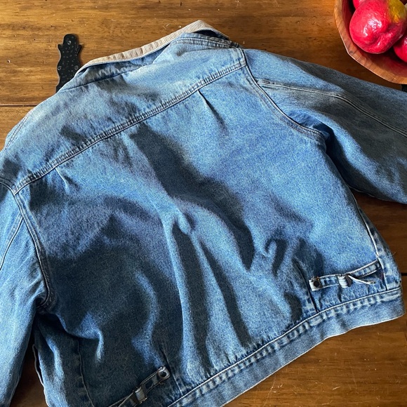 J CREW Denim Jacket USA Type 2 Pleated Vintage motorcycle Blanket Lined 1970s M - Picture 7 of 7